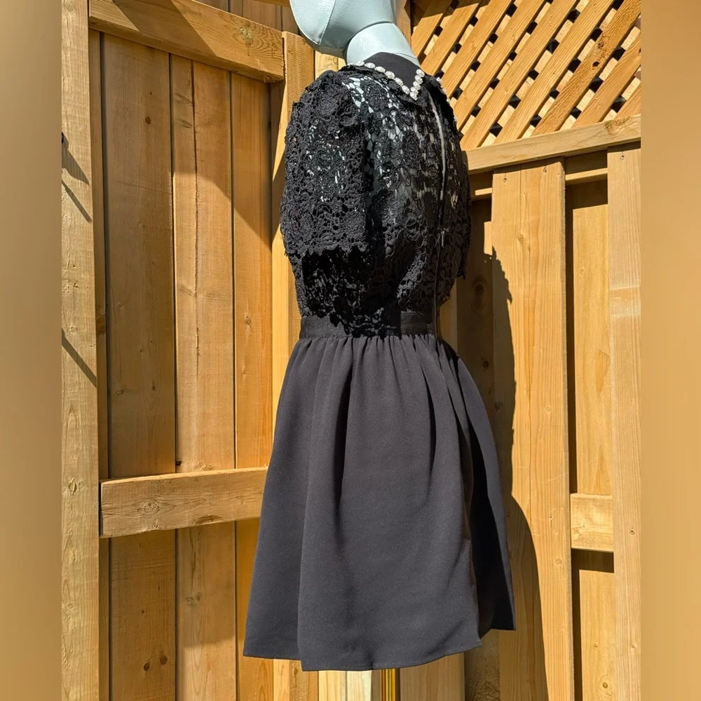 🆕 SELF PORTRAIT 🧿 NWOT Black Guipure Diamante Lace Mini Dress - Sz UK 10 US 6 - Picture 7 of 16